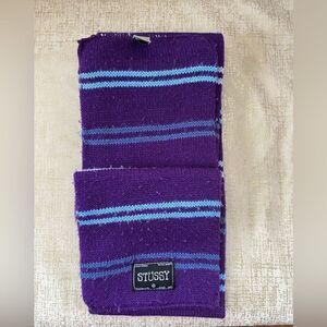 STUSSY Purple, Blue & White Striped Scarf. Unisex